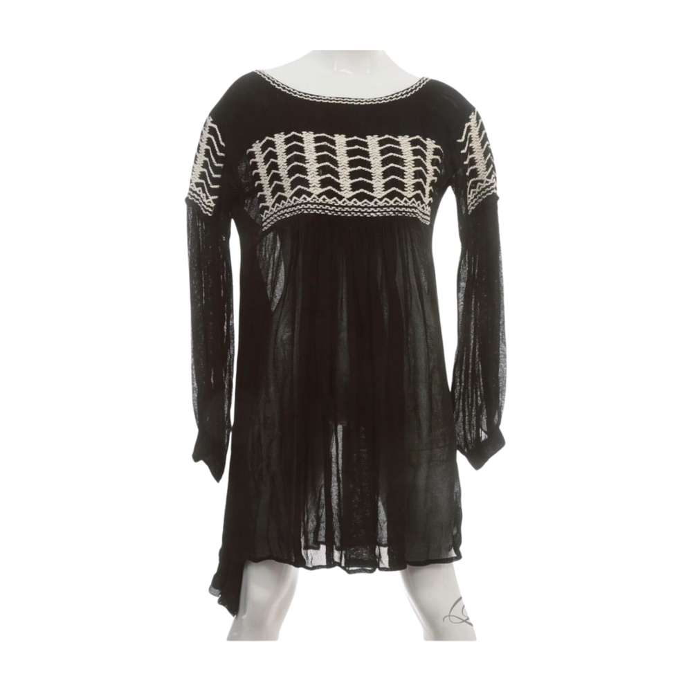 Ralph Lauren Blue Label Small Silk Black Sheer Mesh Embroidered Dress